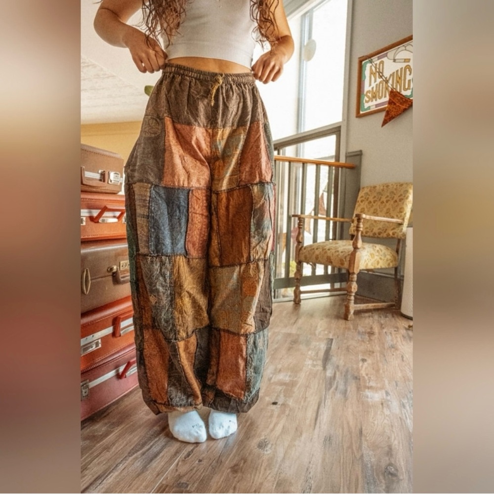 NEW Gardenbelle Thai Cotton Patchwork Joggers